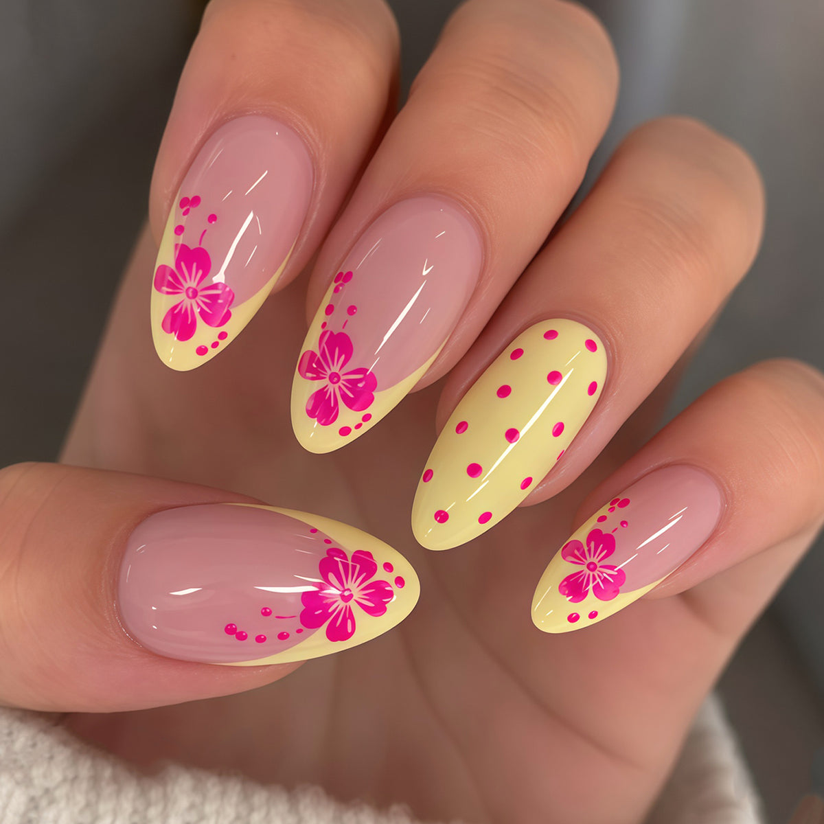 Elegant Floral Stiletto Nail Art Tips Acalora