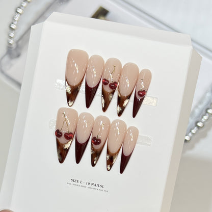 Artistic Floral Design Stiletto Press-On Nail Set Acalora
