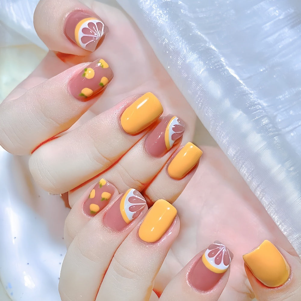 Artificial Nail Set with Fruity Lemon Design Acalora