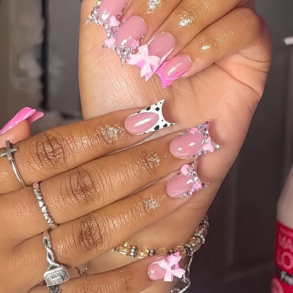 Decorative Bow Press-On Nail Set Acalora