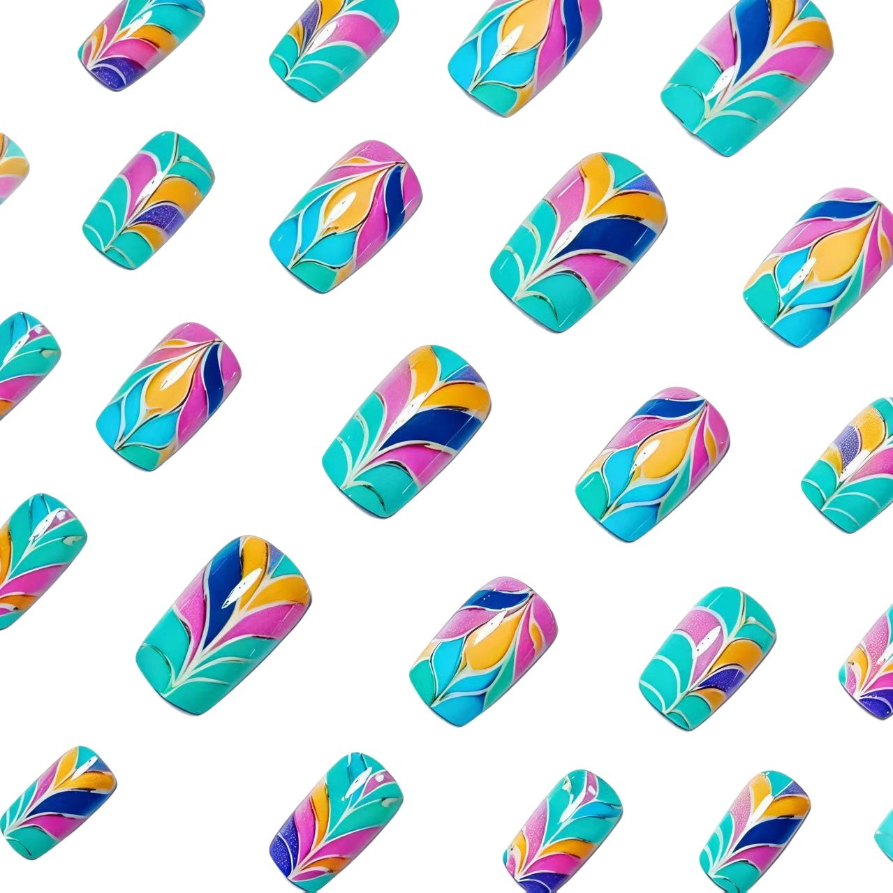 Artistic Colorful Leaf Design Nail Art Acalora