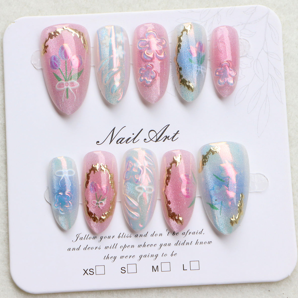 Seasonal Floral Press-On Nail Art Set Acalora