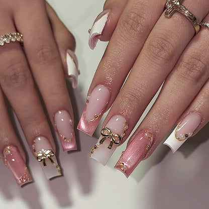 Decorative Press-On Nail Set with Glamorous Accents Acalora