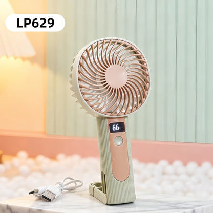 Women's Portable USB Handheld Fan with LED Display and Adjustable Speeds Skanto