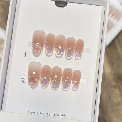 Heart-Themed Stiletto Press-On Nail Set Acalora