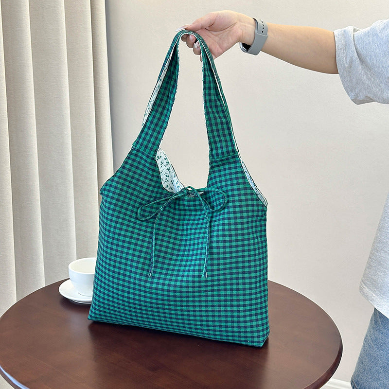 Stylish Checkered Shopping Tote Bag Acalora