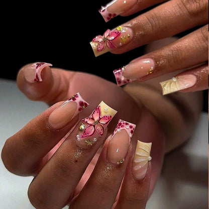 Decorative Floral Embellished Press-On Nails Acalora