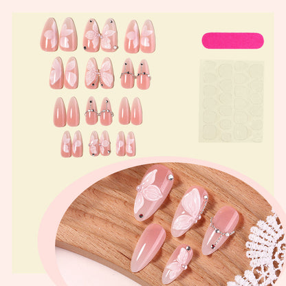 Decorative Press-On Nail Art Set with Butterfly Accents Acalora