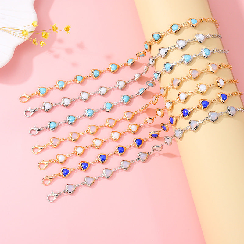 Heart-Shaped Link Anklet Acalora