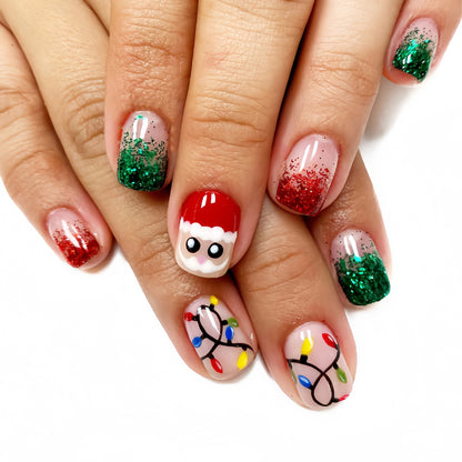 Festive Holiday-Themed Press-On Nail Art Set Acalora
