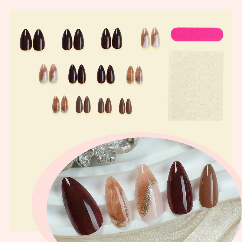 Press-On Nail Art Set with Elegant Marble and Glitter Accents Acalora