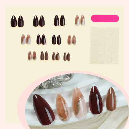 Press-On Nail Art Set with Elegant Marble and Glitter Accents Acalora