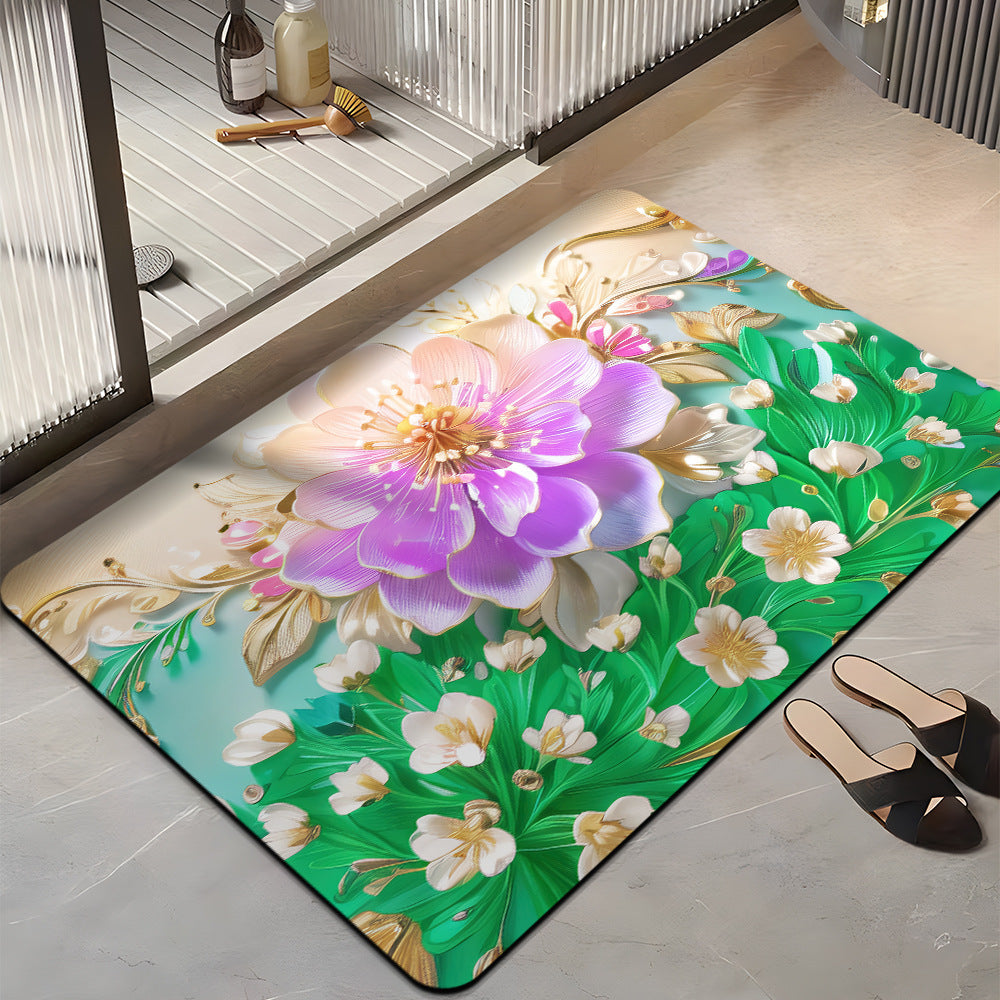 Floral-Themed Plush Bath Mat