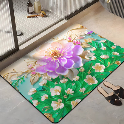 Floral-Themed Plush Bath Mat
