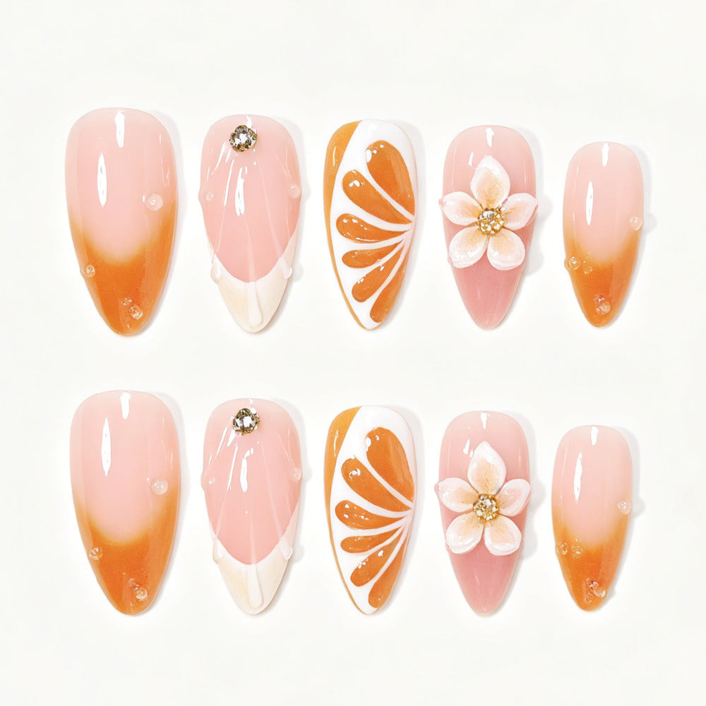 Artistic Floral Press-On Nail Tips Set Acalora