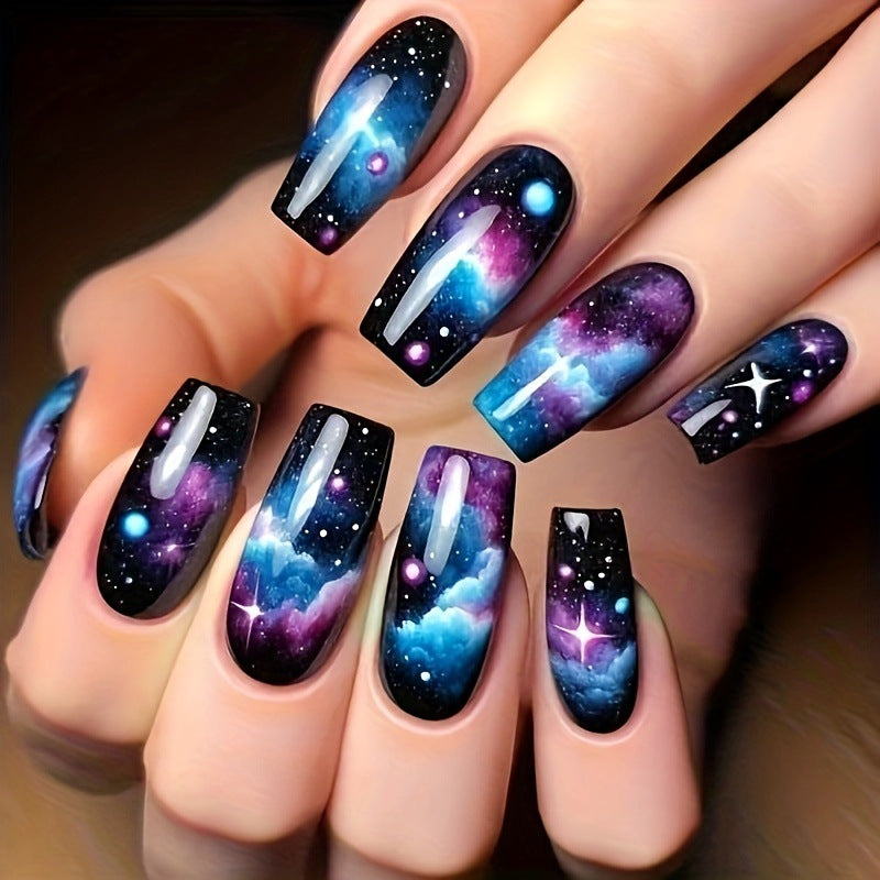 Artistic Galaxy-Themed Nail Art Acalora