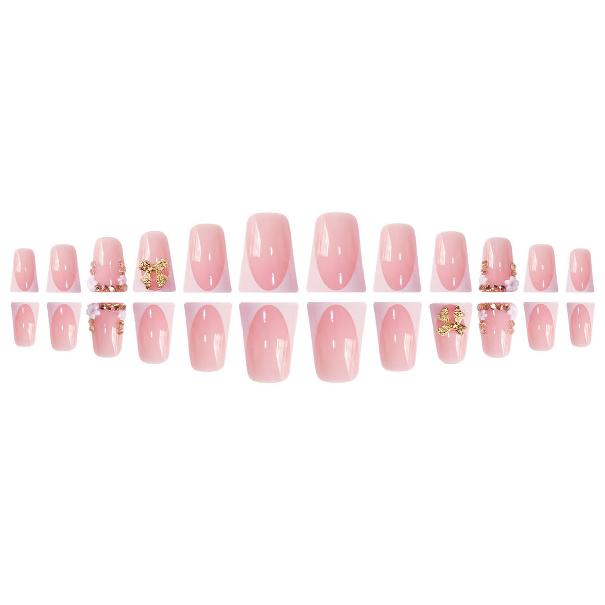 Decorative 3D Floral Press-On Nails with Gem Accents Acalora
