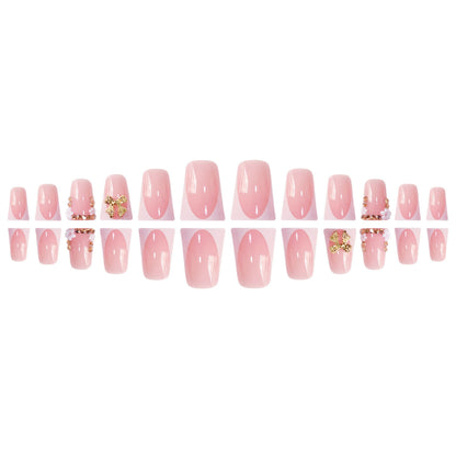 Decorative 3D Floral Press-On Nails with Gem Accents Acalora
