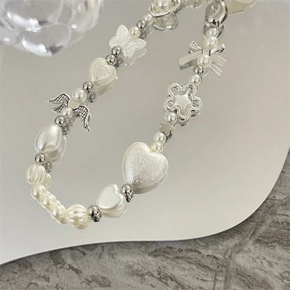 Heart and Butterfly Charm Beaded Bracelet Acalora