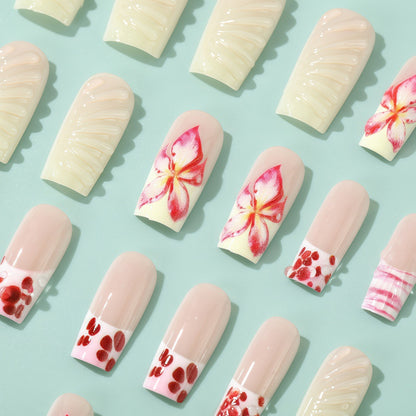 Artificial Nails Set with Elegant Floral Designs Acalora