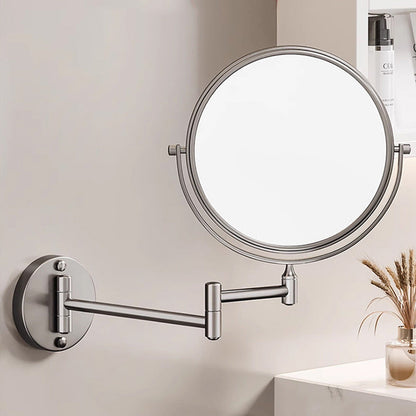 BowLift | Rechargeable Wall Mounted Shaving Mirror | 360° Rotation. 1X/10X Magnification & Adjustable LED Lighting for Bathroom Use