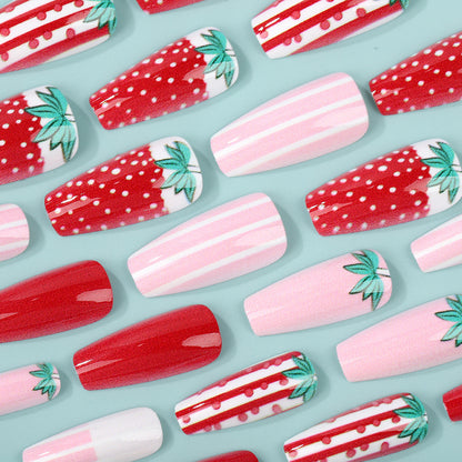 Artificial nails in romantic strawberry design Acalora