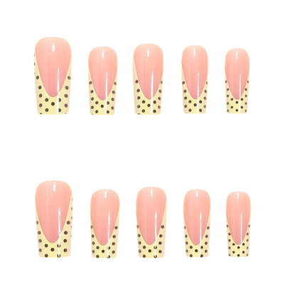 Artistic Long Nail Extensions with Polka Dot Design Acalora