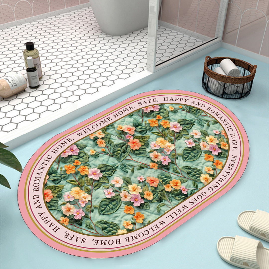 Floral Design Bath Mat
