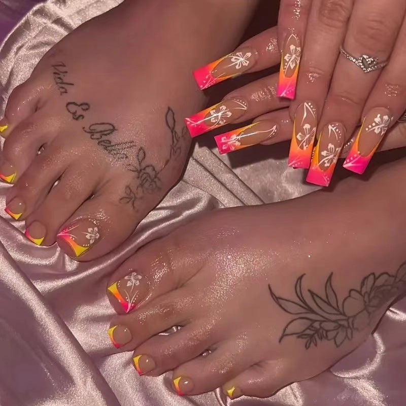 Artistic Floral Press-On Nail Art Acalora