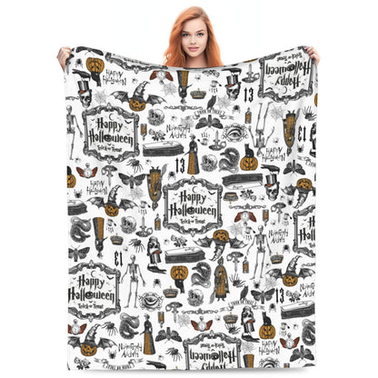 Halloween-Themed Cozy Fleece Blanket