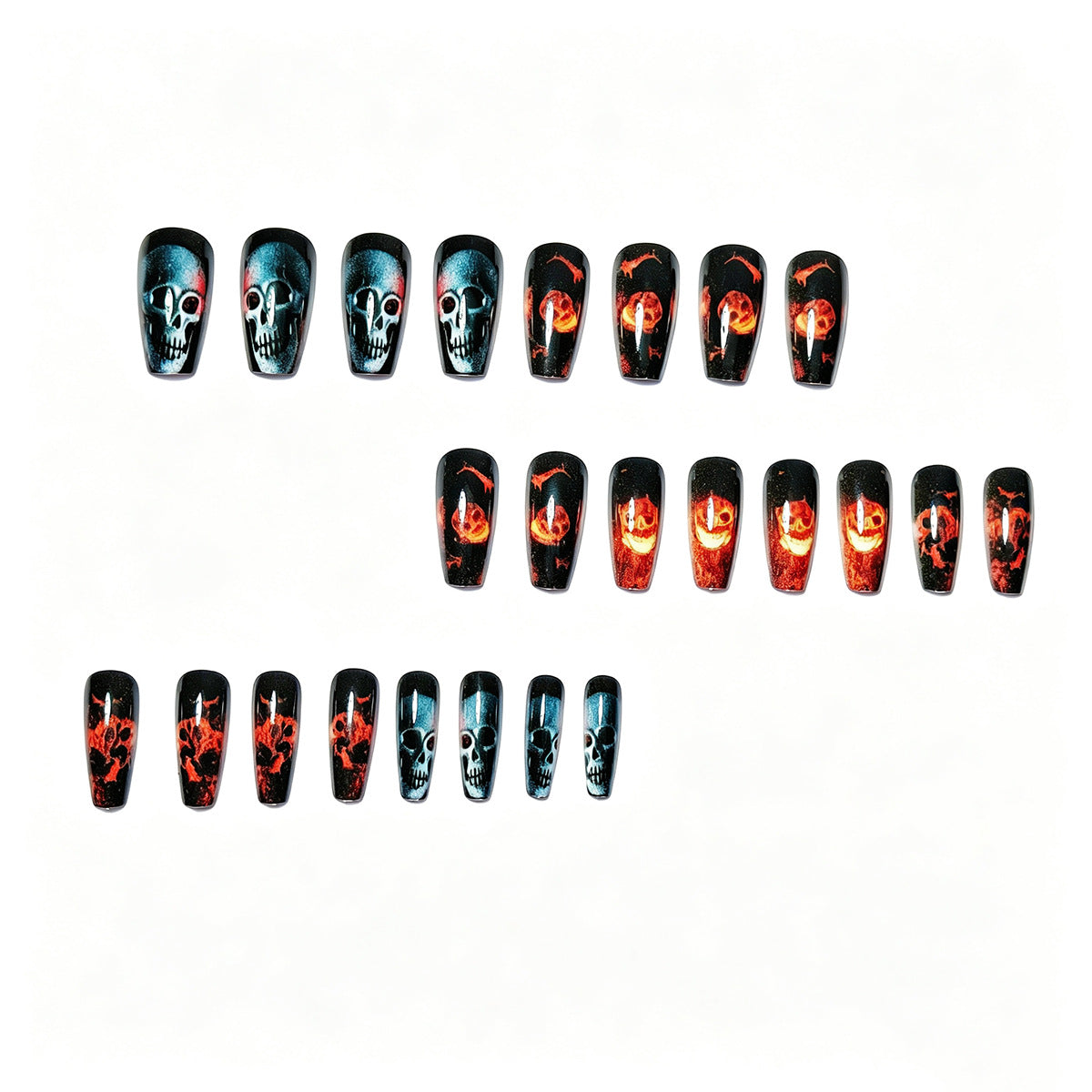 Artistic Skull & Flames Nail Art Designs Acalora