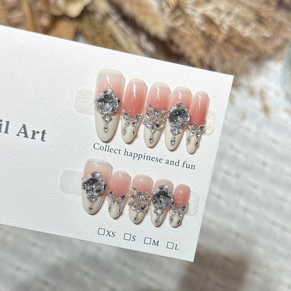 Glamorous Crystal-Embellished Stiletto Press-On Nails Acalora