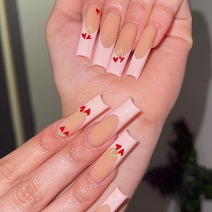Artistic Press-On Nail Set with Heart Design Acalora