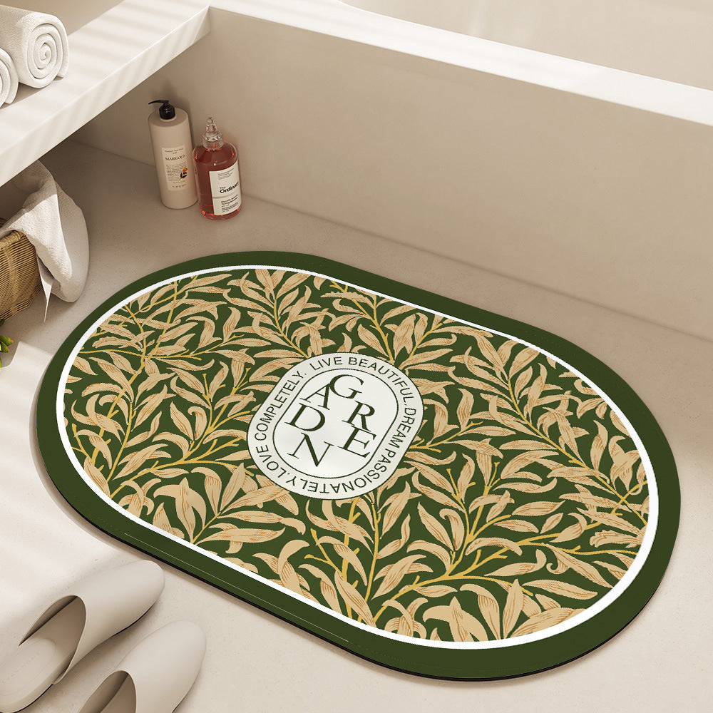 Oval Floral Bath Mat