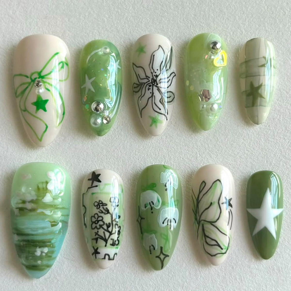 Artistic Botanical Nail Tips Acalora