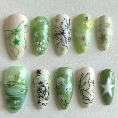 Artistic Botanical Nail Tips Acalora