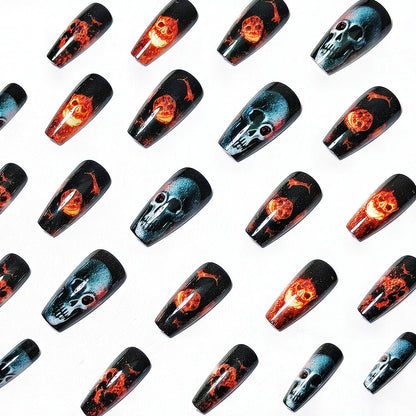 Artistic Skull & Flames Nail Art Designs Acalora