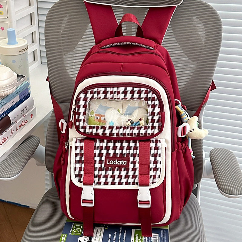 Multi-Compartment Stylish Transparent Panel School Backpack