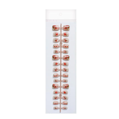 Strawberry Decorated Press-On Nails Acalora