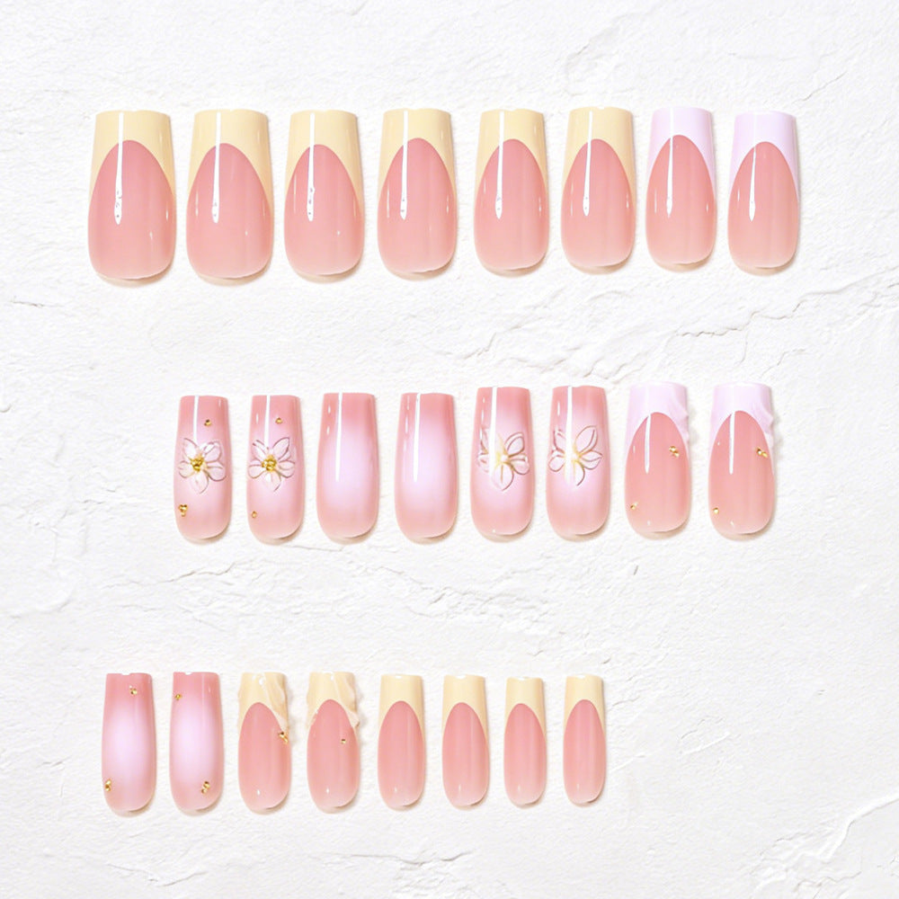 Elegant Floral Accent Press-On Nails Acalora