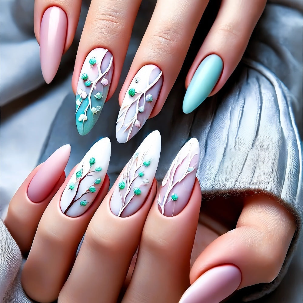 Artificial nails in romantic floral design Acalora