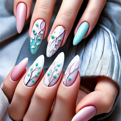 Artificial nails in romantic floral design Acalora