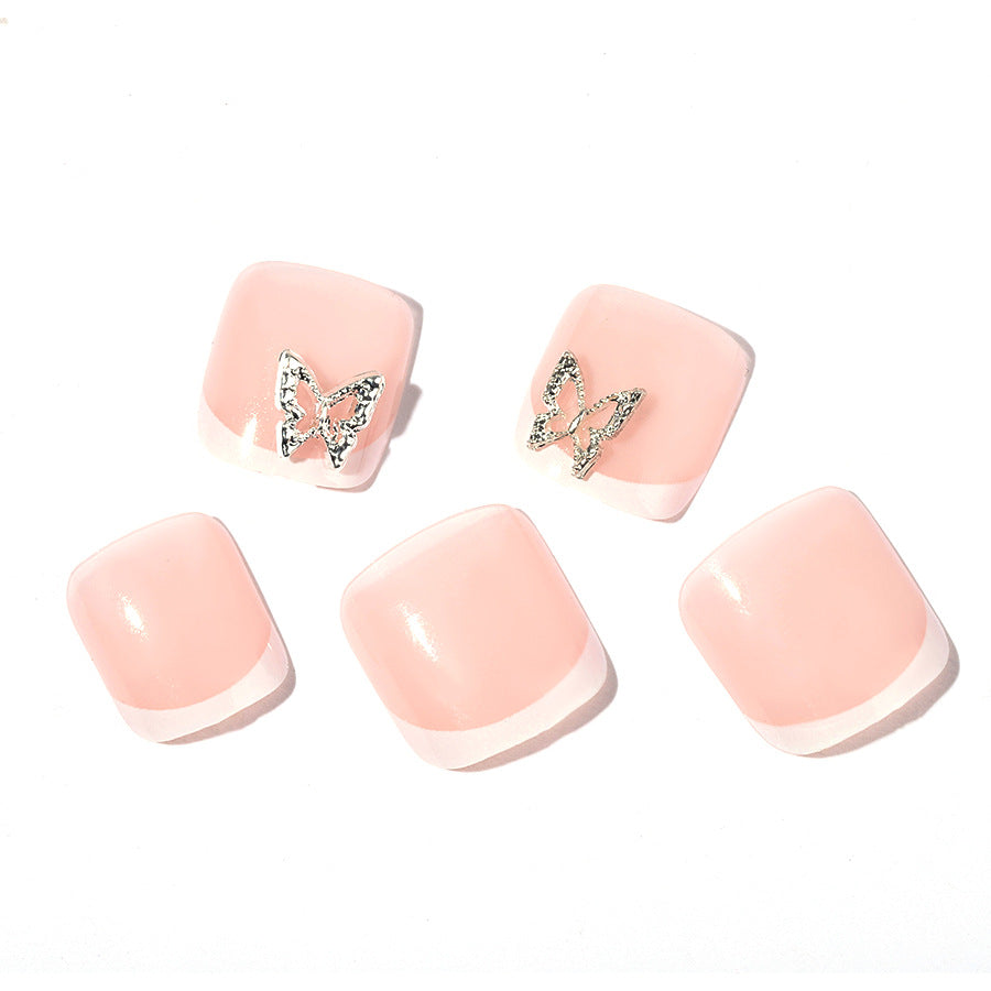 Elegant Decorative Press-On Nail Set with Butterfly Accents Acalora