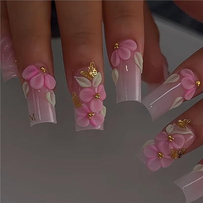 Floral Art Acrylic Press-On Nails Set Acalora