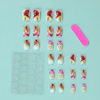 Stylish artificial nails with botanical designs Acalora