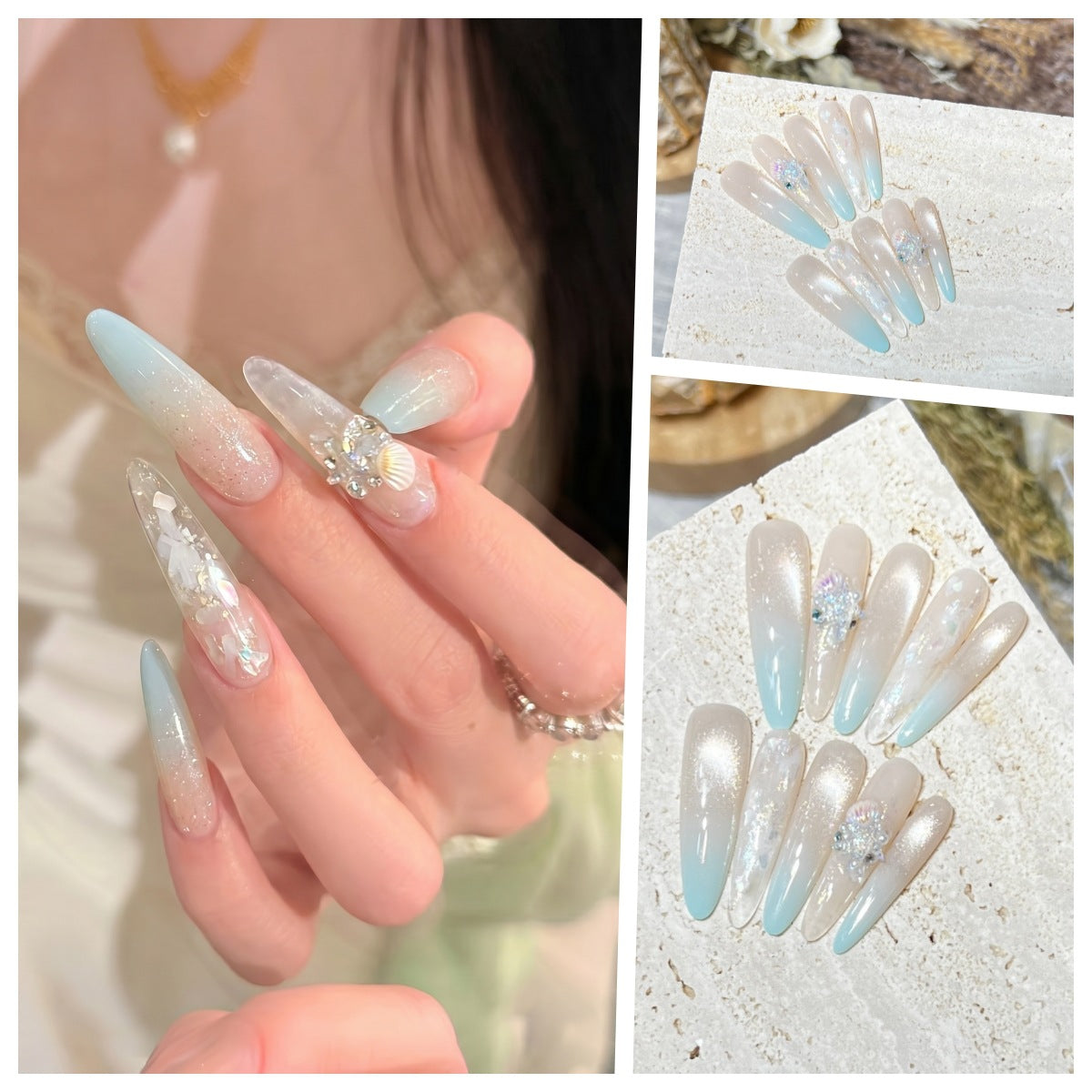 Artistic Stiletto Press-On Nail Set with Charming Patterns Acalora