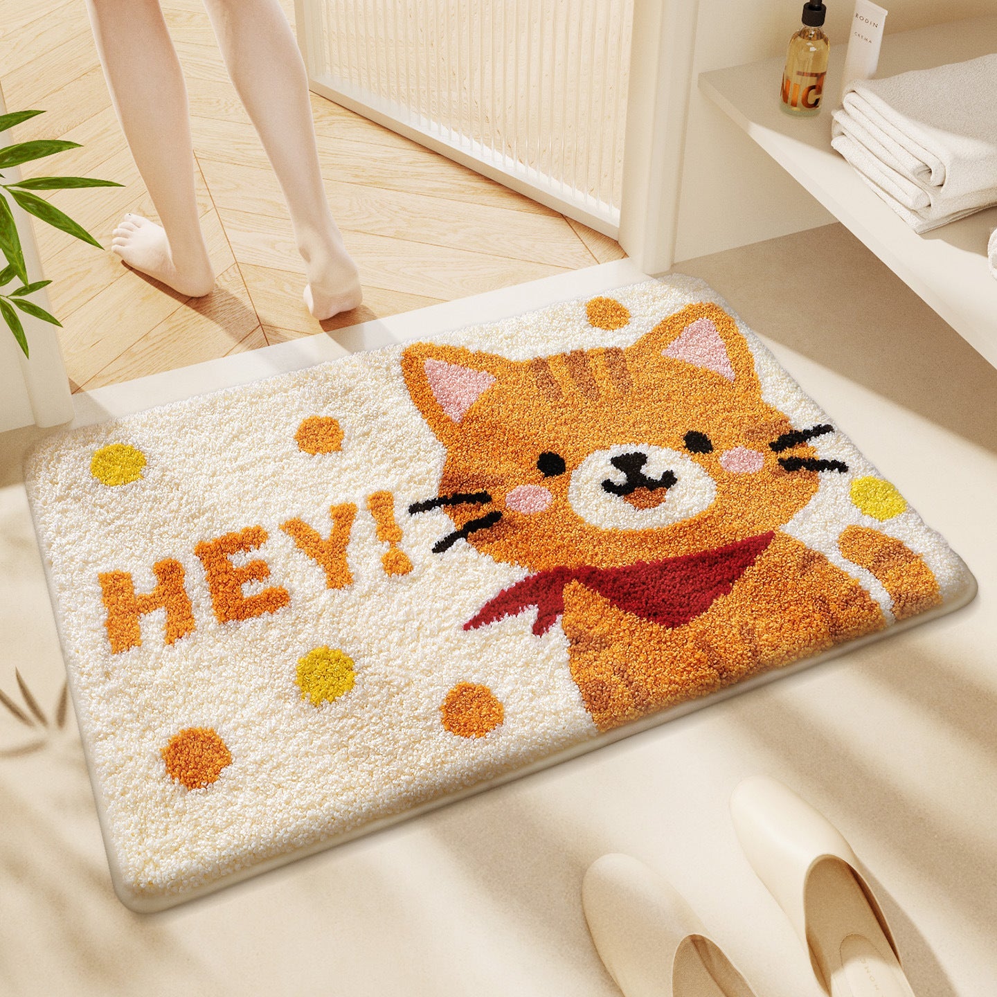 Cute Cartoon Cat Bath Rug