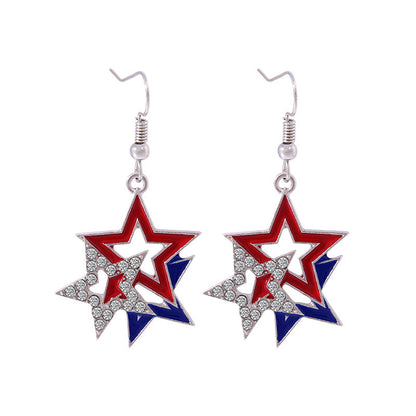 Women's lightweight star earrings with enamel flag design and fishhook Kalsten