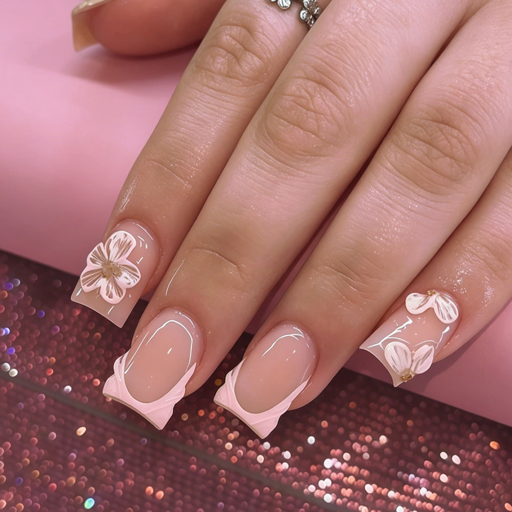 Elegant Floral Nail Extensions Acalora