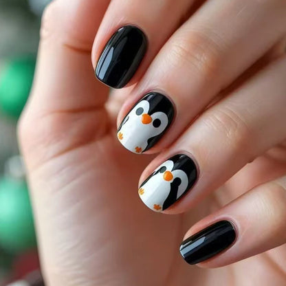 Playful Penguin-Themed Nail Art Acalora